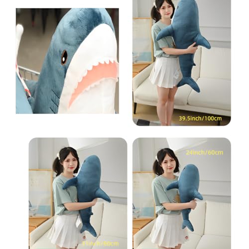 Image of 39.4 inch PurpleGiant Shark Plush Pillow, Soft Cute Toy | shark-shaped pillow for kids' room decor. Perfect bedtime gift for boys and girls. Soft plush toy for cuddling and play.
