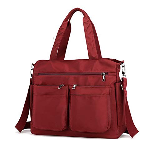AIRUI Bolsos cruzados para mujer, bolso de nailon con múltiples bolsillos, bolsos de hombro grandes para viajes, trabajo y uso diario, rojo vino, Large Cover