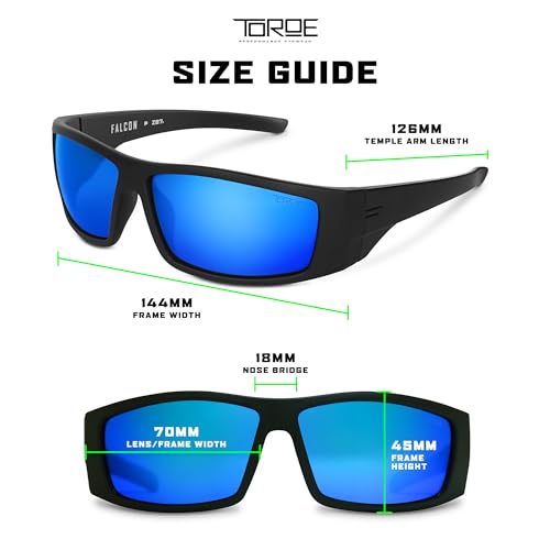 Image of TOROE z87+ Safety Polarized Wrap Around FALCON Sunglasses Tr90 Frame, Anti Scratch Lenses