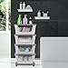 Loiycg Plastic Stackable Storage Basket with Wheels, 4 Pack, Large Stacking Organizer Bins, Grey