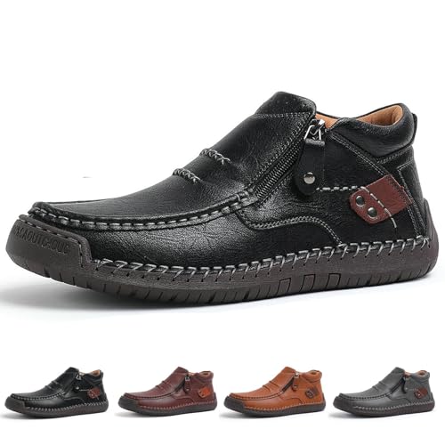 Men's Business high-top Loafers, Men's Handmade Premium Leather Slip-on Driving Boots, Light Formal, Refreshing Boots, Classic Walking, Driving, Travel, Outdoor