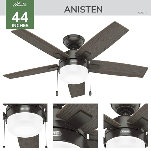 Image of Hunter 44 inch Anisten Indoor Ceiling Fan, LED Light, Pull Chain, Noble Bronze