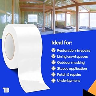 Vapor Barrier Tape - 4 inch x 180' Roll, Made in USA, White Polyethylene Tape for Crawl Spaces & Moisture Barriers, Waterproof Seal & Seam Tape for Underlayment, Insulation, and Plastic Liners