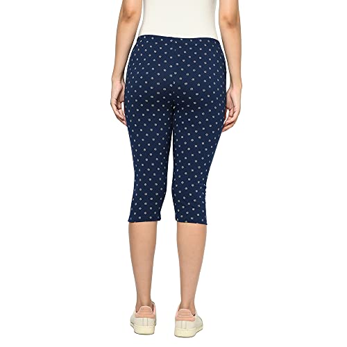 Image of ESPRESSO Women Casual Relaxed Fit 3 /4the Cotton Printed Capri Pants with Pockets - Pack of 2 (Regular and Plus Sizes)