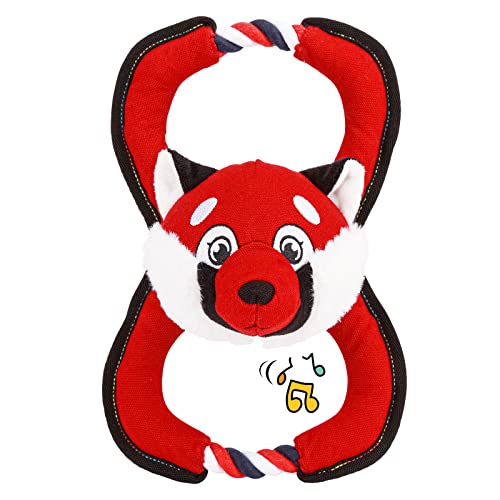 GAOMON Squeaky Dog Toys, Durable Plush Chew Toys in Fox Shape, Interactive Tug of War Toy for Small and Medium Dogs
