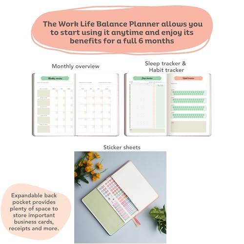 Image of DOODLE Personalized Undated Work Life Balance Planner | A5 (8.25 x 5.7) | 336 pages | 6 Months Planner with Daily and Monthly Planning | Organize, Reflect & Plan for a Balanced Life (Balance Pro)