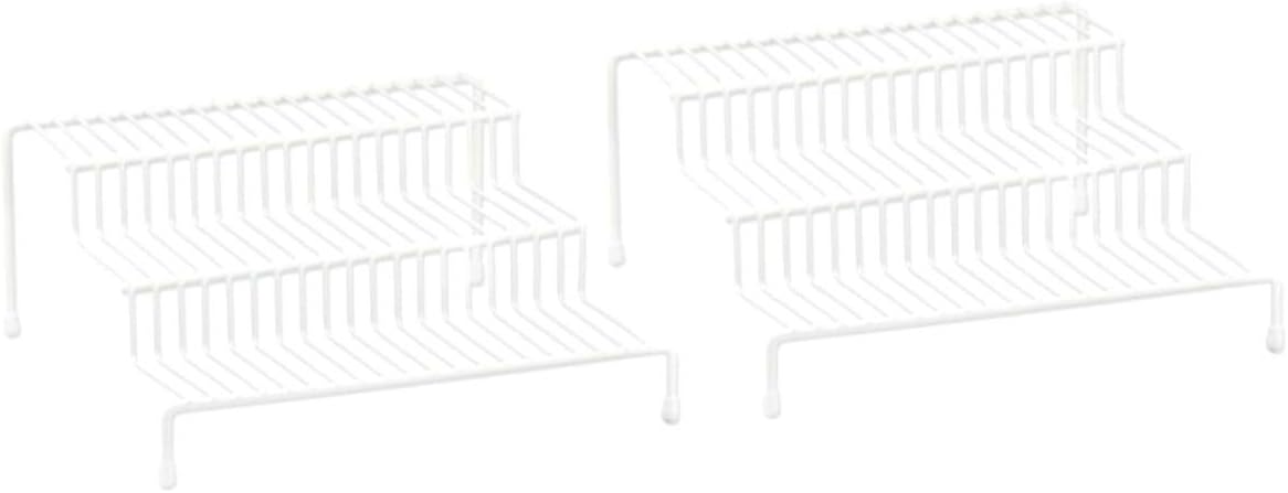 Greenbrier 3 Tier Spice Rack Organizer for Cabinet, Pantry, Kitchen (2 Pack), White, Step Shelf Storage