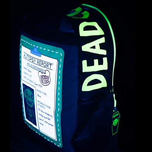 Image of AI ACCESSORY INNOVATIONS Deddy Bears Bones Plush Glow in The Dark Backpack for Girls & Boys, Creepy Cute 16 inch School Bag, Black