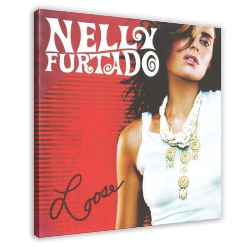 Poster sur toile de la chanteuse Nelly Furtado - Décoration de chambre à coucher - Paysage sportif - Cadre cadeau : 30 x 30 cm