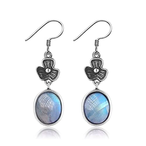 Boucles d'oreilles pour femmes bijoux de forme ovale 8x10mm motif fleur LAMGUL
