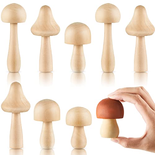 Blulu 30 Pcs Big Sizes Unfinished Wooden Mushroom Natural Wooden Mushrooms Unpainted Art Project Crafting and Fairy Themed Spring Summer Decor and Crafts Projects Decoration DIY Paint Color