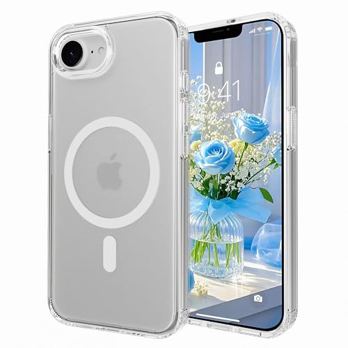 Image of Magnetic iPhone 16E /17e case,Compatible with Magsafe, Military-Grade Protection,Slim Translucent Matte Shockproof with Anti-Scratch Anti-Fingerprint Phone Cover (Transparent, iPhone 16E /17e)