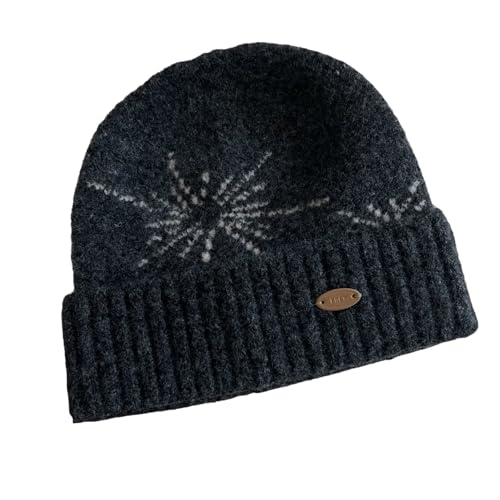 Dasbsug Gorro de punto de fibra acrílica con patrón de copo de nieve, jacquards elásticos, sin alas, para invierno y otoño, para adultos, clima frío, patrón de copo de nieve, sombrero elástico, gris