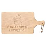 Mr. & Mrs. Panda Holzbrett Maus Weihnachten - Geschenk, Weihnachtsgruß, Weihnachtsmotiv, Servierbrett, Schneidebrett, Mäuschen, Küchenbrett, Frohe, Käsebrett, Frühstücksbrett