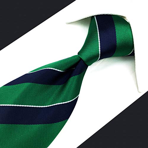 S&W Shlax&Wing Men's Ties Necktie Green Blue Stripe Classic Size 57.5" #TOP2