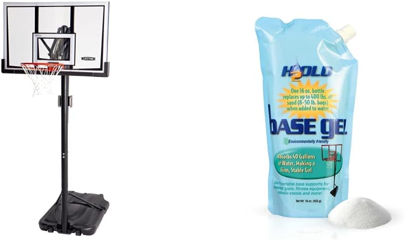 Lifetime 90061 Portable Basketball System, 52 Inch Shatterproof Backboard,Black & BaseGel Polymer for Basketball Goal and Outdoor Indoor Sign Hoops Bases, 16 oz : Sports & Outdoors