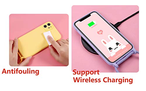 UnnFiko Capa de silicone para iPhone com cordão para celular, alça transversal longa, capa protetora