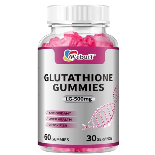 Webuff Glutathione Gummies with Collagen 500mg Vitamin C & B6 Skin Glow Hair & Nail Support Anti-Aging Antioxidant Sugar-Free Non-GMO Strawberry Flavor 60 Gummies 60 Count Pack of 1
