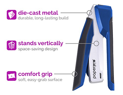 Paperpro - 1116 - Inpower+ 28 Premium Stapler With Built-In Staple Remover, 28 Sheets, Full-Strip, Blue/Silver #TOP5