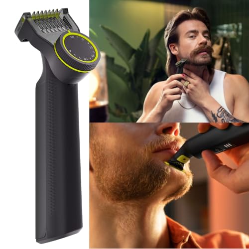 Image of PHILIPS OneBlade Pro Face + Body Hybrid Electric Trimmer & Shaver, Rechargeable, Adjustable 14-Length Precision Comb, Body Kit, Dual-Sided Blade, Wet & Dry Use, Travel Case