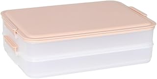 Hemoton 2 Layer Plastic Food Storage Containers, Dumpling Box, Food Freezer Box, Keep Fruits Vegetables Meat And More Kitche Fridge Freezer, Good Sealing (Meat meal)