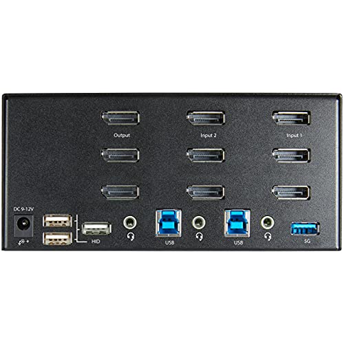 Image of StarTech 2-Port Triple DisplayPort KVM, 4K 60Hz UHD HDR, USB 3.0 Hub, TAA