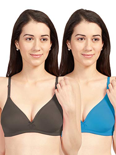 Image of SONARI Omania Womens Non-Padded Cotton Polyester Bras - Solid, Non-Wired, Medium Coverage, Hand Washable (Pack of 2)