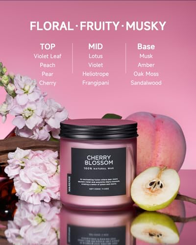 M&Sense MSS601 CHERRYBLOSSOM M Cherry Blossom Scented Spring Candle, 70 Hours Long Lasting Soy Candles 11.6Oz, Stress Relief Aromatherapy Candles, Romantic Candle Gifts thumb #1