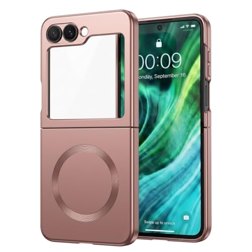 Image of amazon basics Premium Mag-Safe Case for Samsung Galaxy Z Flip 5 5G | Shockproof & Anti-Scratch Cover | Soft Silicone with Wireless Charging | Camera Lens Guard - Rose Gold