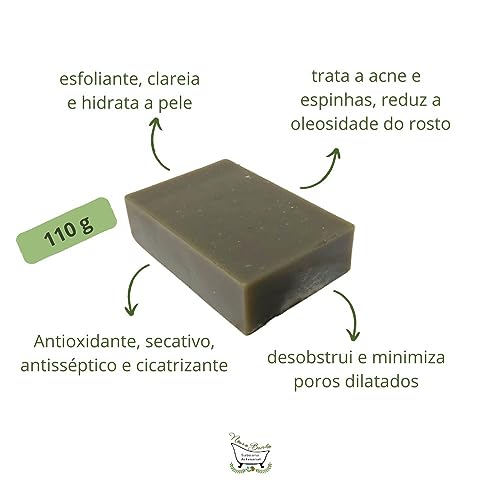 Sabonete Argila Verde Artesanal Antiolesidade Minimiza Poros Dilatados