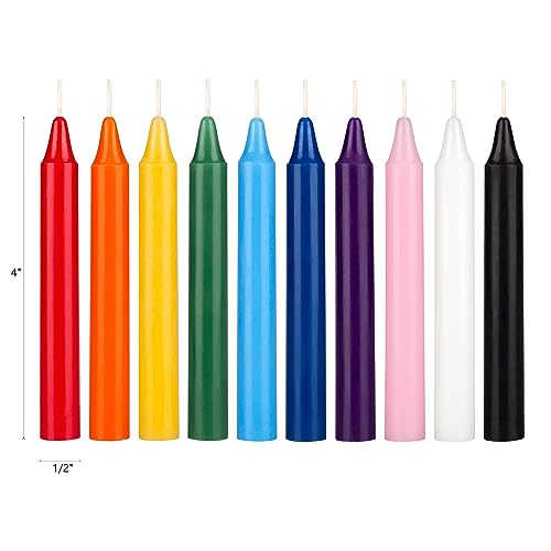 Mega Candles 20 Pcs Unscented Assorted Colors Mini Taper Candle, 4 Inch Tall X 1/2 Inch Diameter, Great For Casting Chimes, Rituals, Spells, Vigil, Witchcraft, Wiccan Supplies, Meditation & More #TOP1