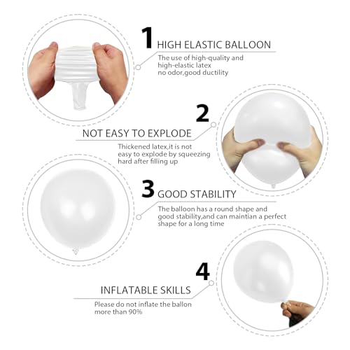 140pcs Balloon Arch Kit, White Balloons of Different Sizes Pack of 18 12 10 5 Inch Party Balloon Kit for Birthday Party or Balloon Arch as Graduation Wedding Baby Shower Anniversary Party Decorations - Thumbnail 3