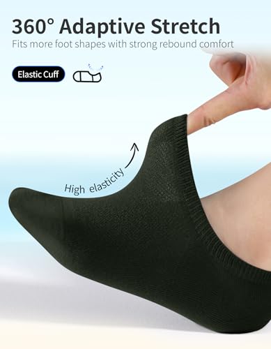 Image of CLOSEMATE Mens No Show Socks Cotton Thin High Elasticity Low Cut Ankle Socks with Non Slip Grips 6 Pairs