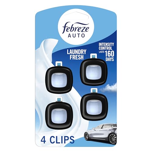 Febreze Car Air Freshener Vent Clip Laundry Fresh Scent, .07 oz. Car Vent Clip, Pack of 4