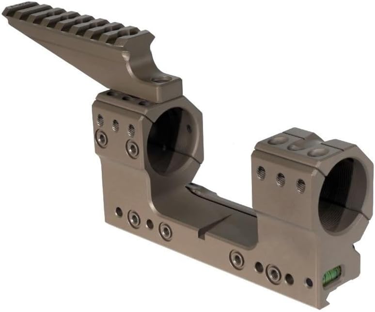 30mm Tube Scope Dual Rings Cantilever Riflescope Mount (One-Piece Construction) & Top Extend Rail Adapter (for Red Dot Sight etc) Set, 1.50" Centerline Height, Fits 20mm Picatinny/Weaver Rails, Tan