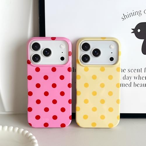 Skyseaco for iPhone 17 Pro Max Case Cute Aesthetic Polk Dot Phone Case Soft Slim TPU Shockproof Phone Cover for Women Girls, Red and Pink by Skyseaco - Used condition - Image 7