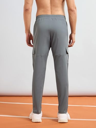 Image of TECHNOSPORT Men's Regular Fit Mid Rise Polyester Solid Cargos for Activewear, Regular Use and Quick Dry