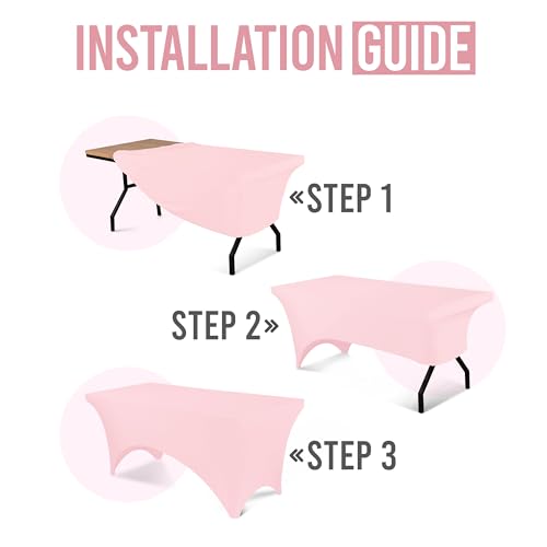 image for Utopia Kitchen Spandex Tablecloth 1 Pack [6FT, Pink] Tight, Fitted, Wa