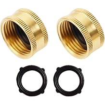Hourleey Brass Garden Hose End Caps, 2 Pack 3/4" Female End Cap, Garden Hose End Caps with 2 Washers