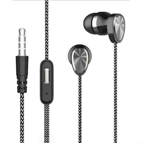 MoSundi Auriculares intrauditivos con cable de 3,5 mm con cancelación de ruido y graves pesados, para smartphones, tabletas, portátiles, para deportes, juegos, música, color negro