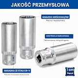 DAKCOS Zestaw 11 długich nasadek 3/8", sześciokątne metryczne 8–19 mm | stal CR-V