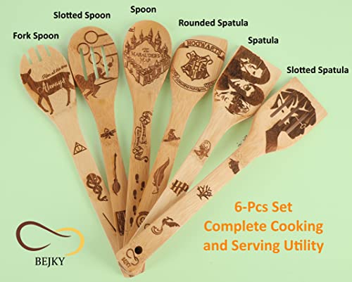 Bejky-6-Pcs-Wooden-Bamboo-Spoons-Set-Organic-Food-Cooking-Utensils-Kitchen-Accessories-Home-Decor-Cookware-Gifts-for-Women-Easy-Wash-Spatulas-3D-Engraved-Patterns-Magical-Wizard-Style-12