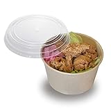 【業務用】使い捨て容器 エコでおしゃれなクラフト紙どんぶり 140-750 透明フタ付き 100個セット