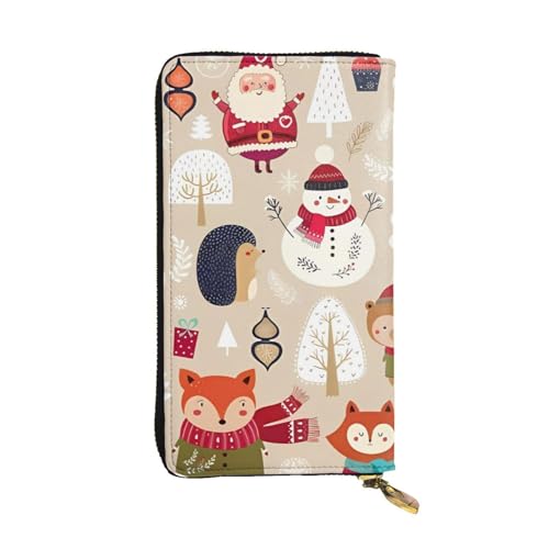 Portefeuille long en cuir bonhomme de neige noir et étanche pour homme et femme