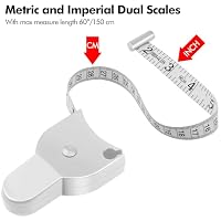 Lunhoo Maßband Körper, einziehbares Stoff-Körpermaßband für Taille, Brust, Hüfte, Armmessung, Schneiderbänder, 150 cm Länge (weiß) – Ansicht 3