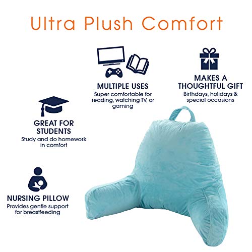 Cheer Collection Backrest Reading Pillow - Plush Fiber Filled Tv And Gaming Pillow With Armrest, Sky Blue #TOP2