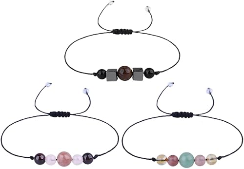 COLORFUL BLING Pulsera de cuentas de cristal de piedra curativa natural con tarjeta significativa para mujeres y hombres, ansiedad espiritual Reiki