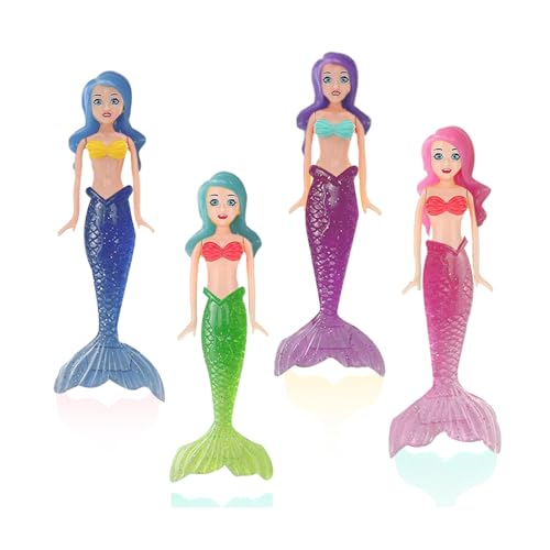 Jeux Piscine pour Enfants 6 7 8 9 10 Ans, 4 pièces Sirène de plongée Jouets de Plongée，Jeu piscine pour Garçon Fille Extérieur L'été Divertissements...