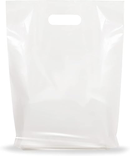 Popular Plastic Bags - Bolsas de compras brillantes para mercancías – 100 bolsas de mercancía a granel de color blanco de 9 x 12 x 1.25 pulgadas –