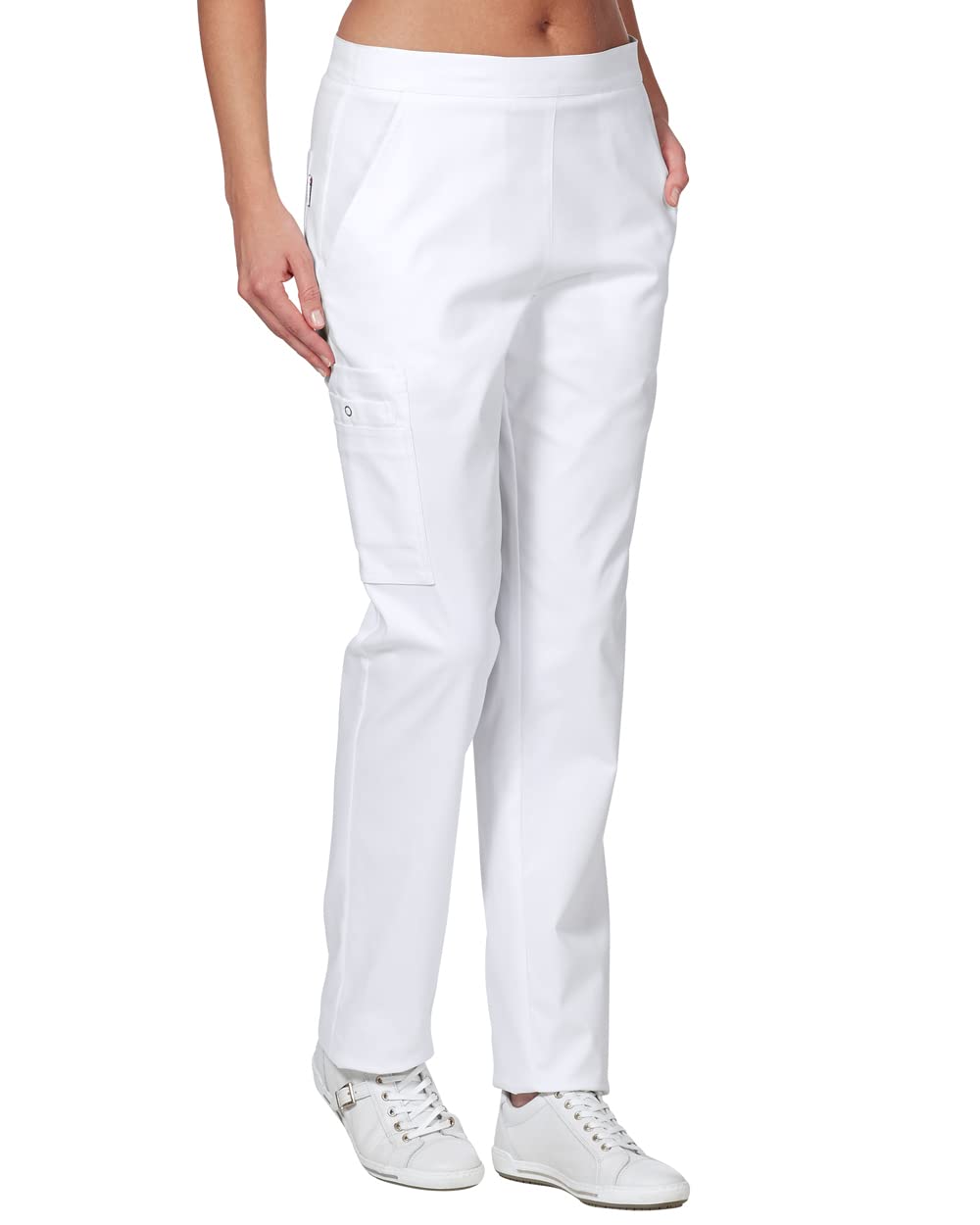 CLINIC DRESS Hose für Damen und Herren, lässige Beinweite, Teilgummibund, 2 Seitentaschen, Schrittlänge ca. 86 cm, Stretch, 95 Grad Wäsche